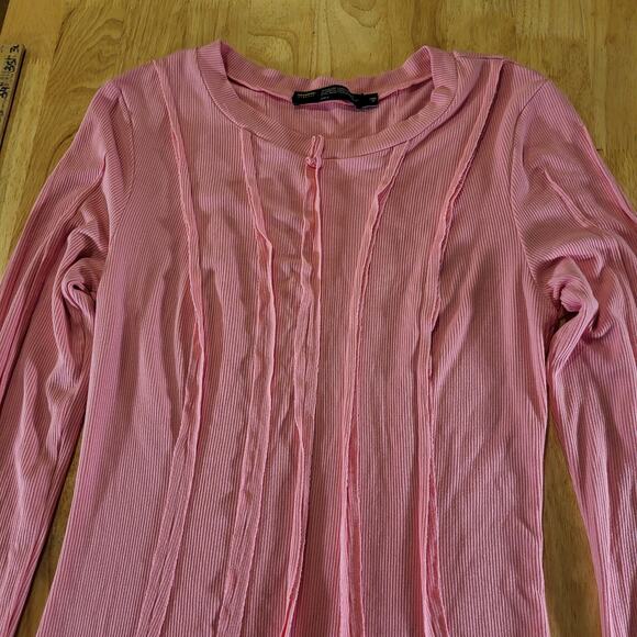 Finesse Pink Jersey Long Sleeve Asymmetrical Hem Stretch Crew Neck - Picture 7 of 12
